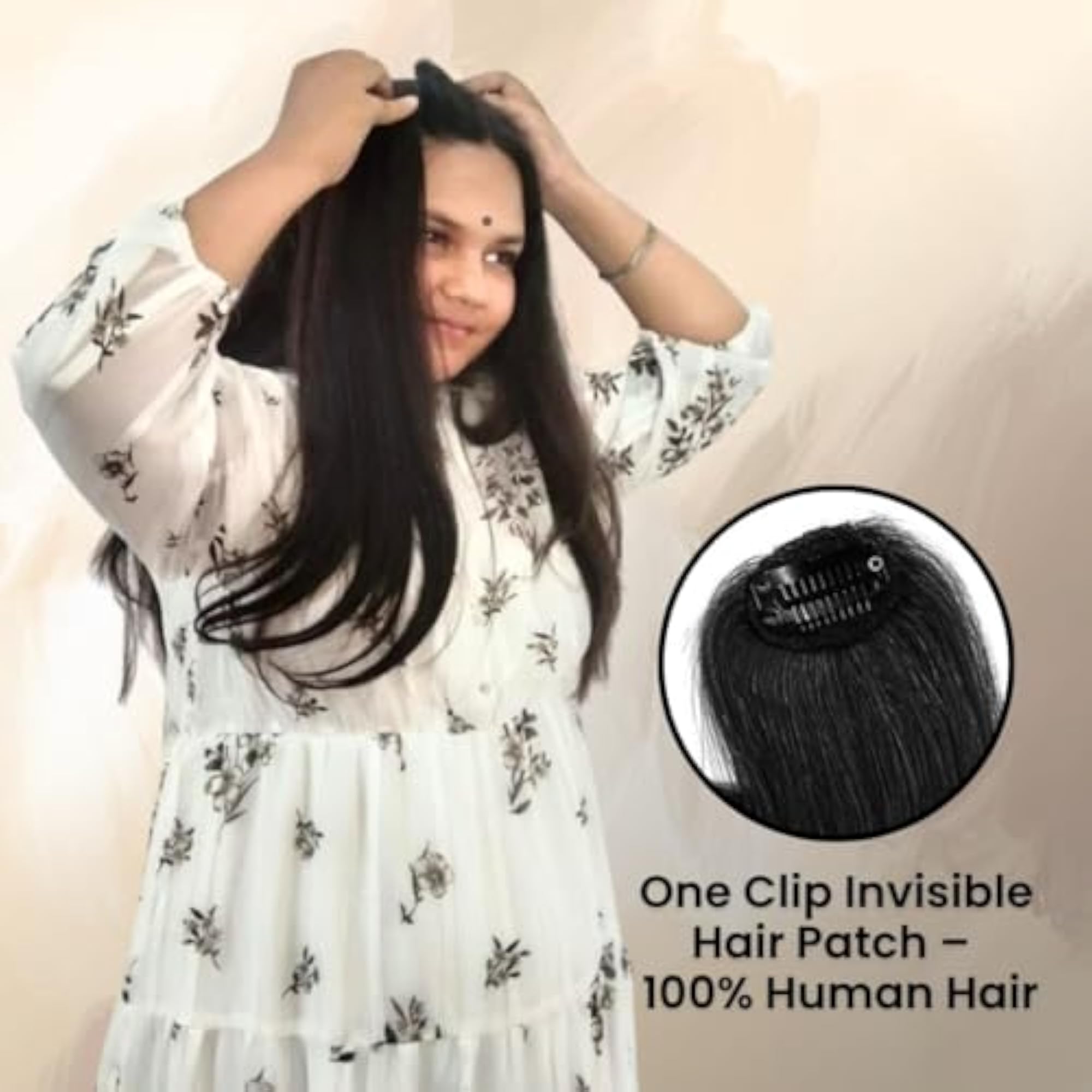 Premium Clip Invisible Patch for Women, 100% Human Hair